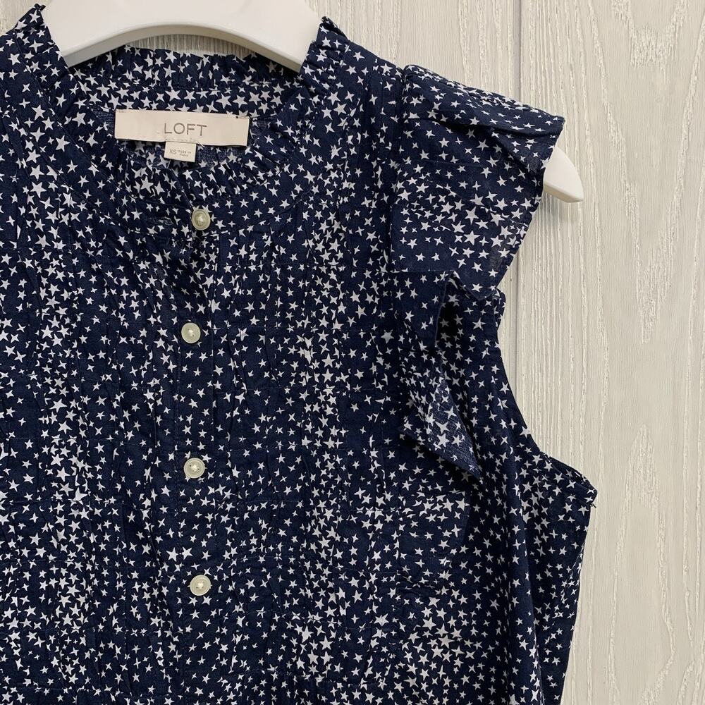 LOFT Blue Star Sleeveless Top XS NWT - Picture 4 of 7